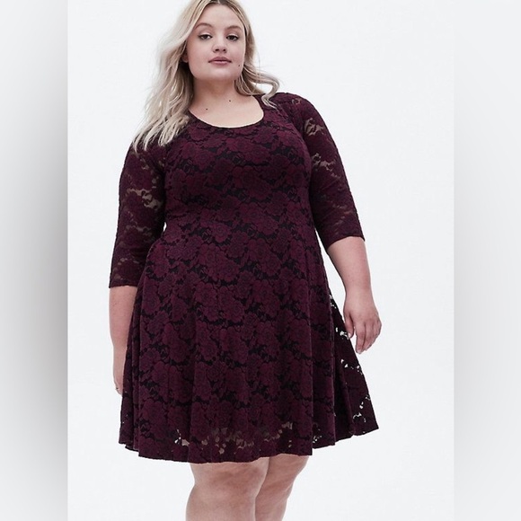 Torrid Brushed Floral Skater Dress Velvet Burnout Lace Romantic Fairy Grunge 3 - Picture 1 of 14